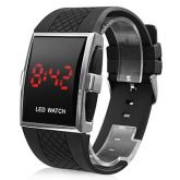 Relógio LED com Bracelete de Silicone-Preto  Relógio LED c